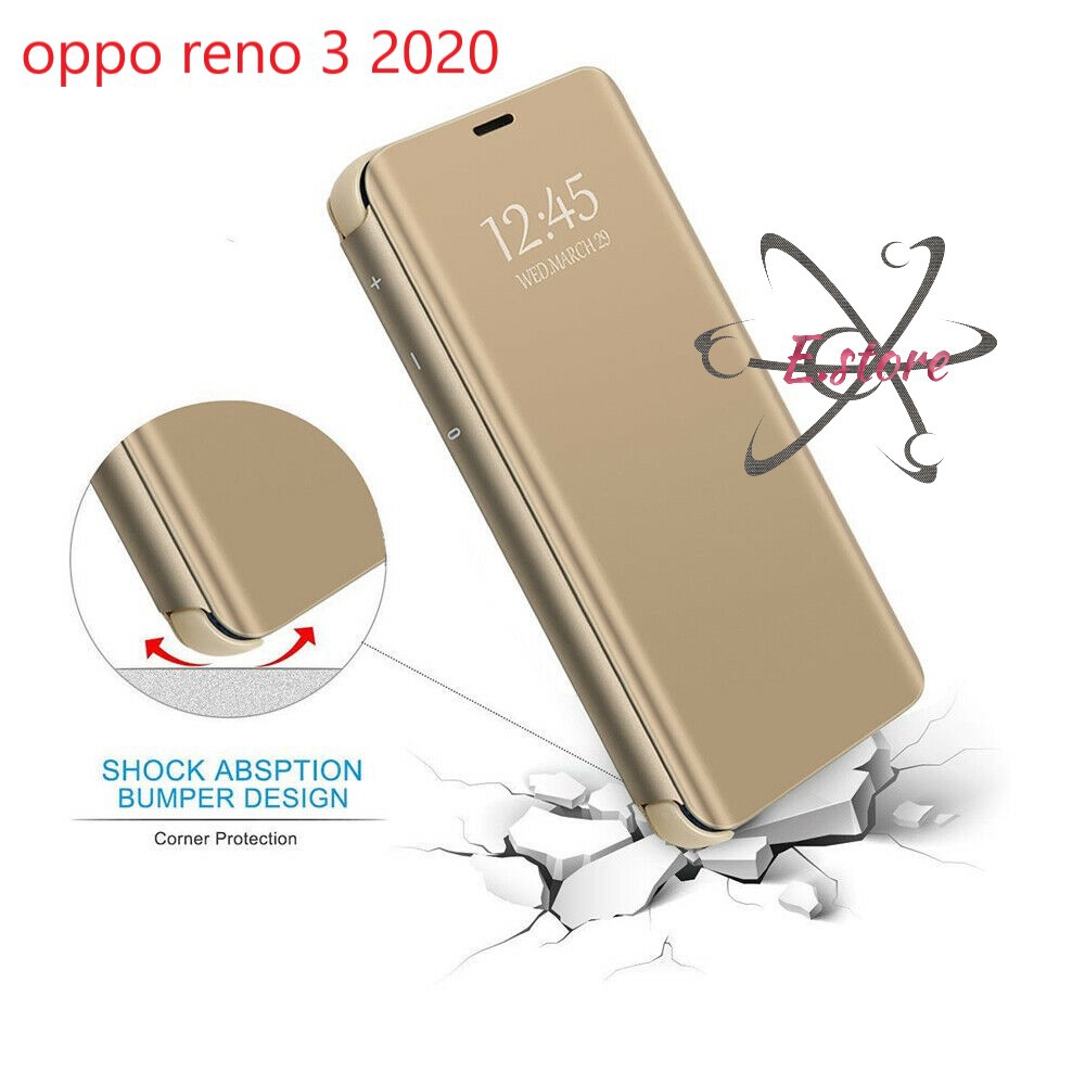 Flip Cover Oppo Reno 3 2020 Case Clear View Standing Mirror Casing Pelindung Handphone Shopee Indonesia