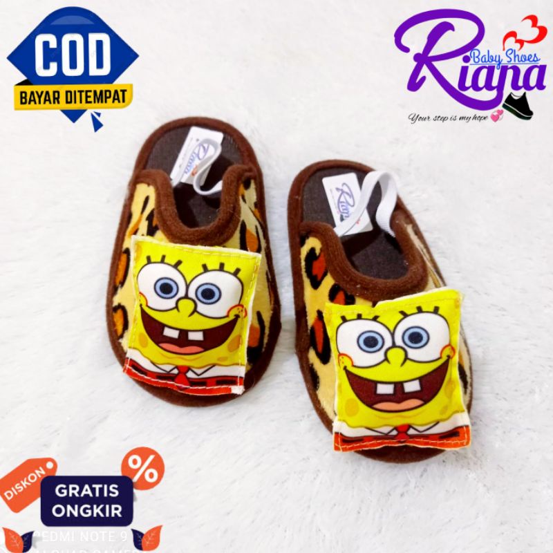 Sandal Bayi Bapau Boneka Spongebob usia 8-20 Bulan