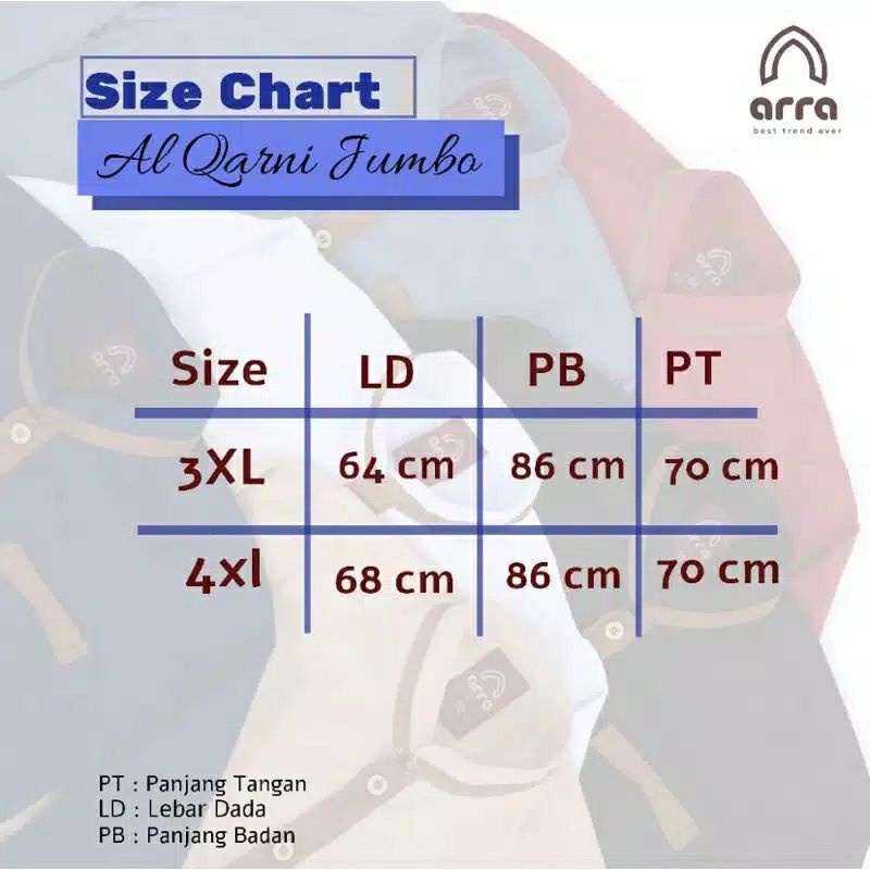 JUMBO Baju Koko Kurta Pria Dewasa Lengan Panjang Pakistan Al Qarni Arra Original Premium Size 3XL &amp; 4XL