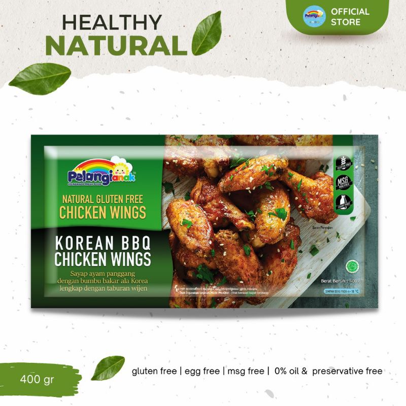 

Pelangi Anak Chicken Wings Korea BBQ (Tidak Pedas) Gurih Alami Tanpa MSG Tanpa Pengawet Halal Fully Cooked Praktis