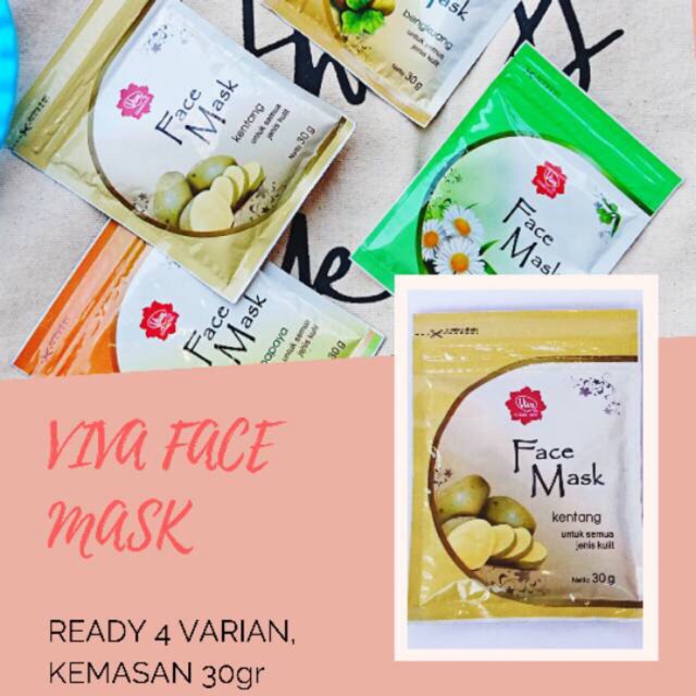 `ღ´ PHINKL `ღ´ 【v】【i】【v】【a】 Viva face mask masker bubuk natural organik bahan alami