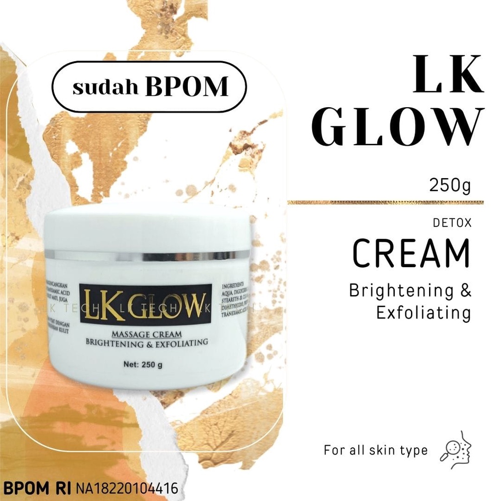 cream detox BPOM RI cream massage facial ultrasonic detoxification brightening exfoliating LK Glow