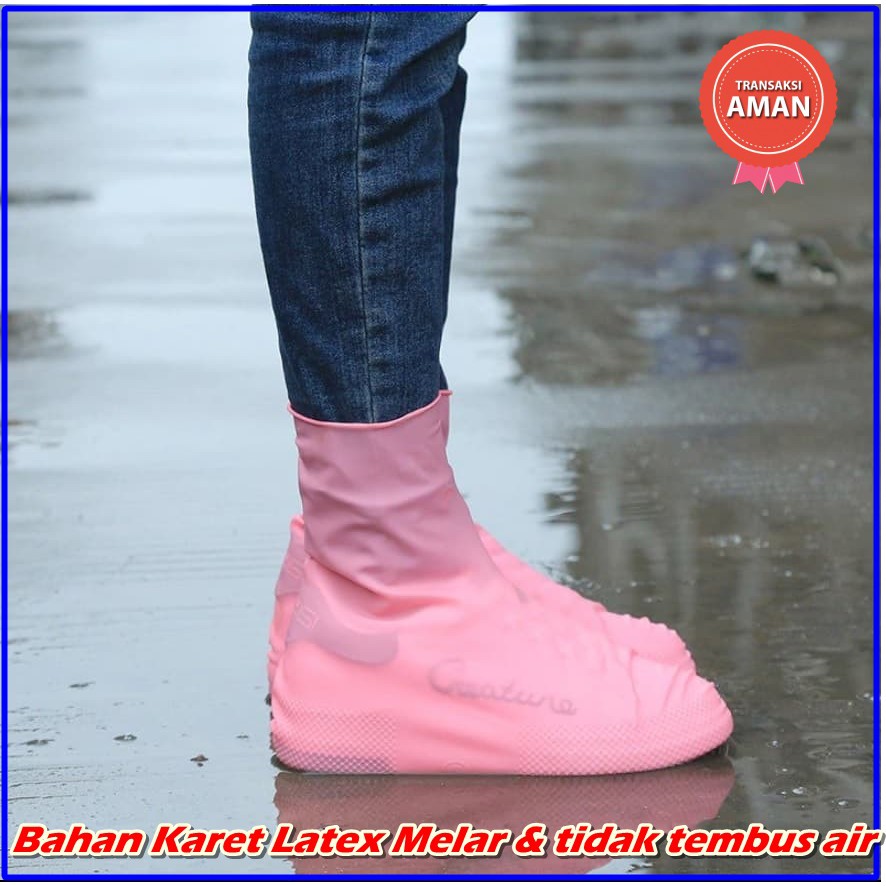 Jas hujan sepatu elastis anti air cover sepatu hujan bahan karet melar praktis aksesoris unik Waterp