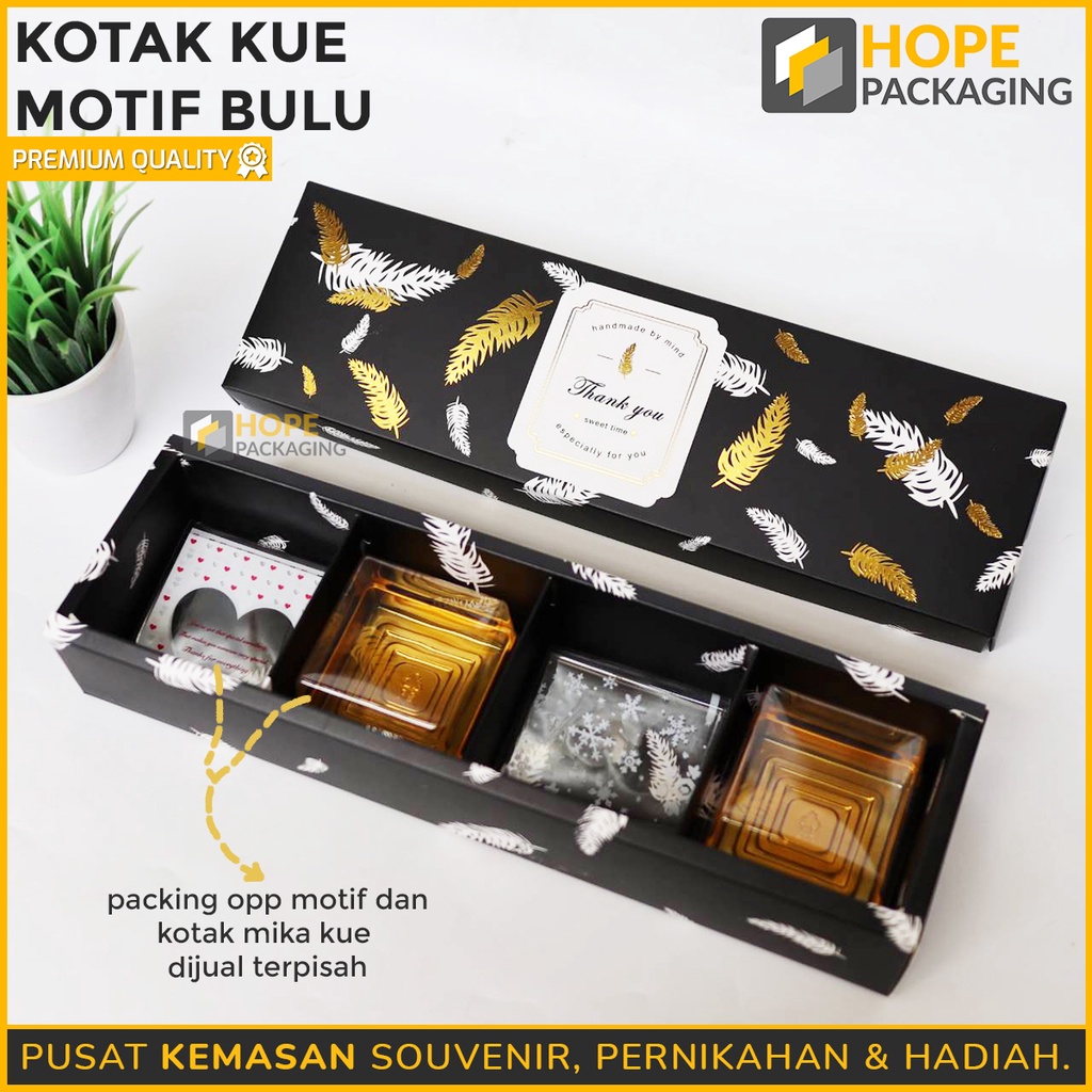 [ 3 pcs ] Kotak Hampers Motif bulu + Sekat Snack cake box Souvenir kotak dus kemasan hampers motif