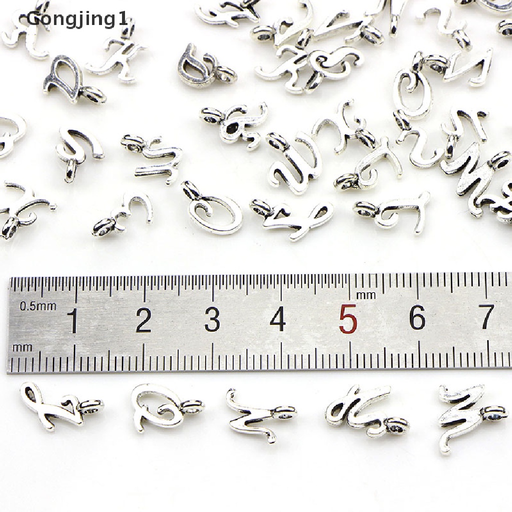 Gongjing1 52Pcs / Set Liontin Silver Tibet Bentuk 26 Huruf A-Z Untuk DIY Perhiasan