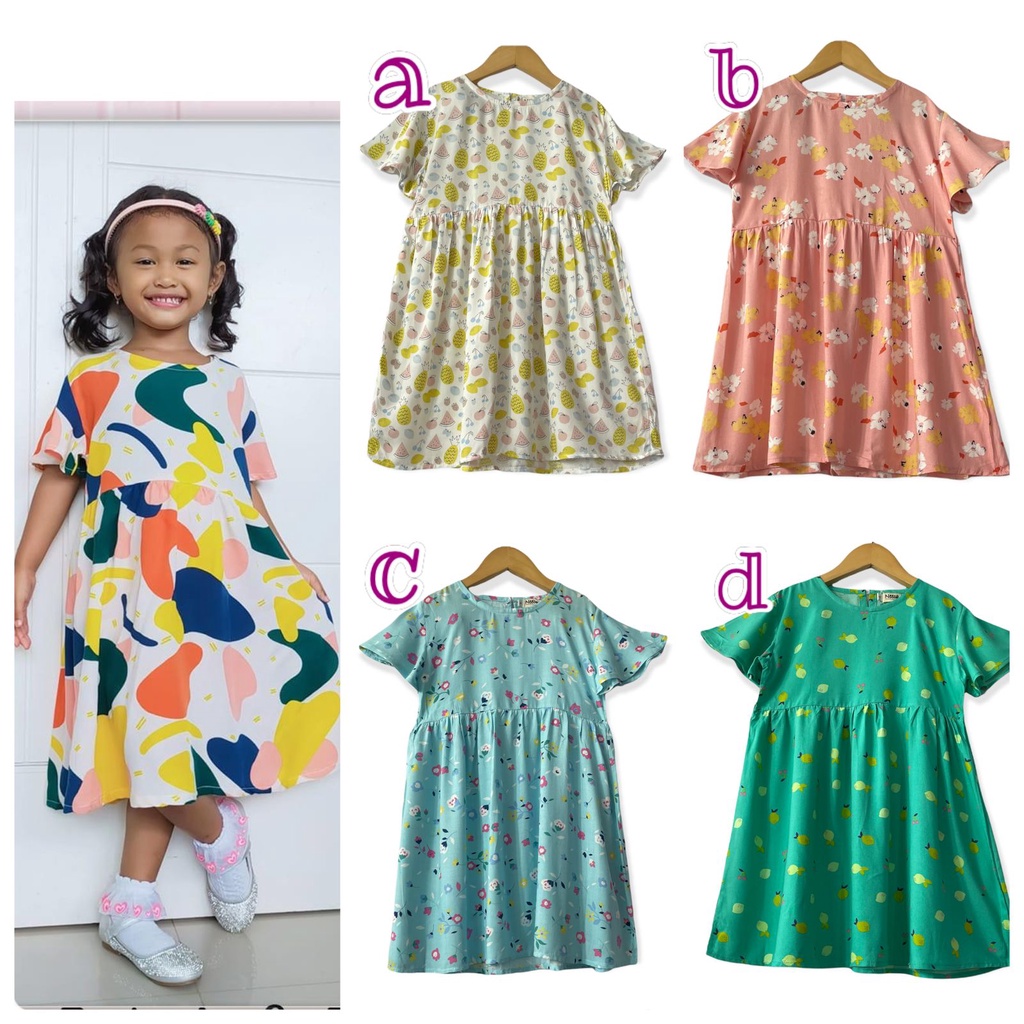 Dress Ciara Dress Anak Rayon Junior Neeca Kiddos Size 2-4 Tahun