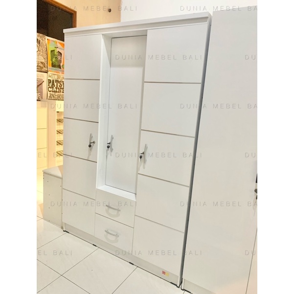 lemari putih 3 pintu uk 120