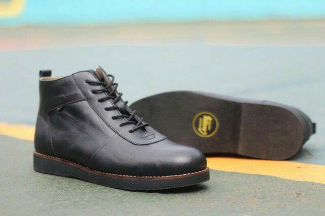 SEPATU BOOT KULIT CEVANY COREY BLACK ORI