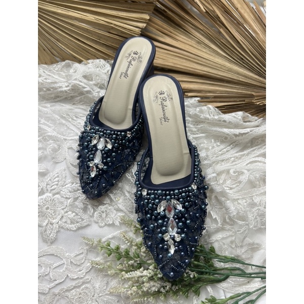 sepatu wedding wanita angela navy tinggi 5cm tahu