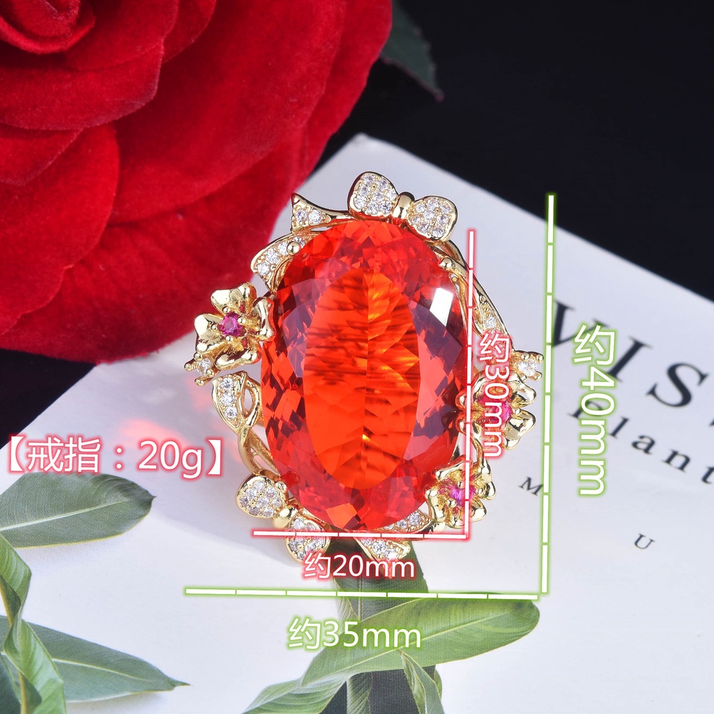 Cincin Model Terbuka Adjustable Ukuran 20x30cm Dengan Permata Berwarna Untuk Wanita