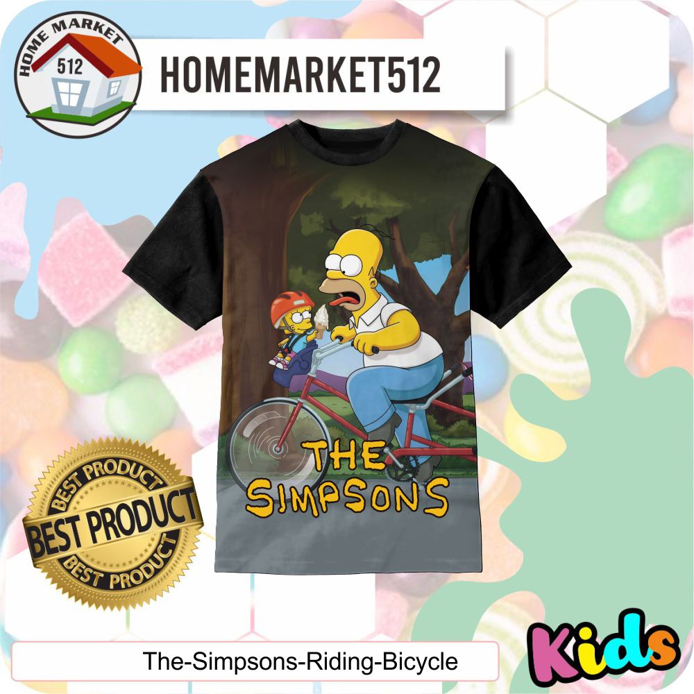 Kaos Anak The Simpsons Riding Bicycle Kaos Anak Laki-Laki Dan Perempuan | HOMEMARKET512-0