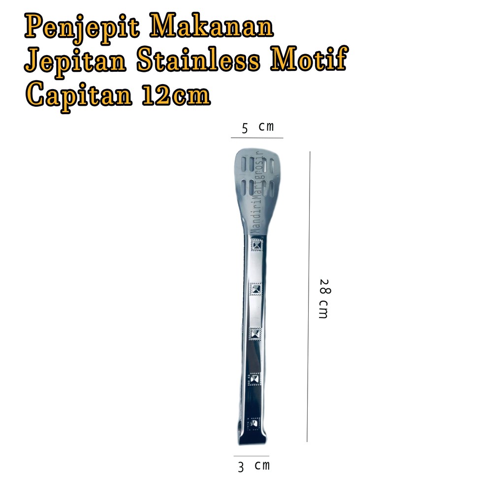 Jepitan Stainless Motif *Penjepit Makanan * 12cm