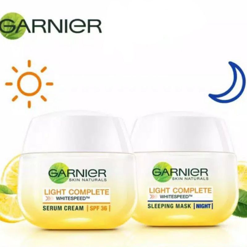 Garnier Light Complete Serum Day Cteam SPF36/PA+++ & Yogurt Sleeping Mask Night Cream 50ml