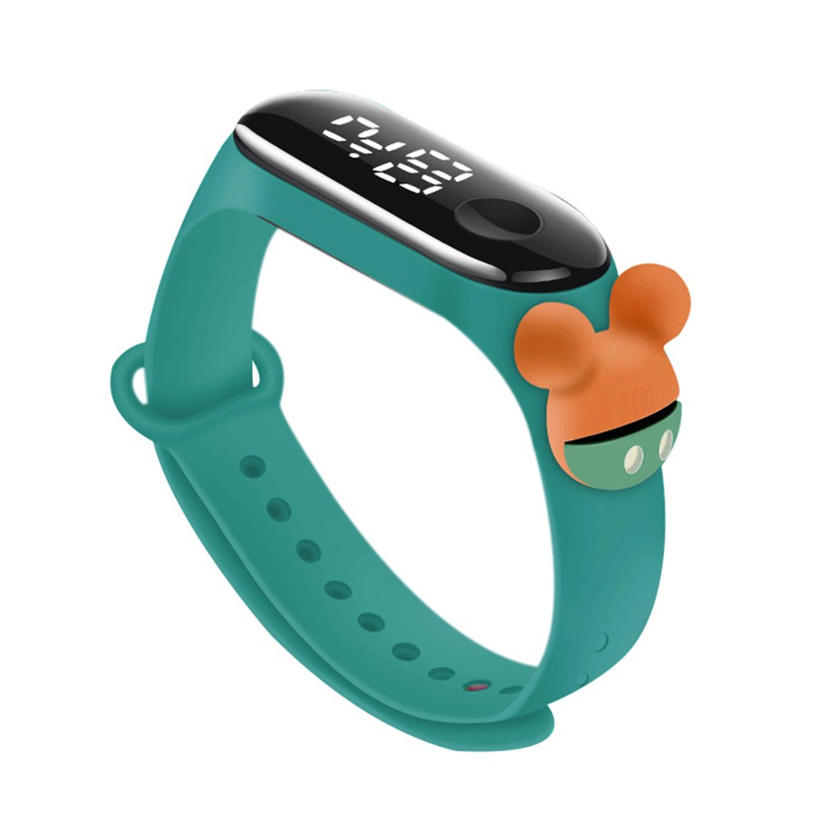 Jam Tangan Anak LED Digital display Elektronik Motif karakter kartun Lucu Murah-Micky Hijau