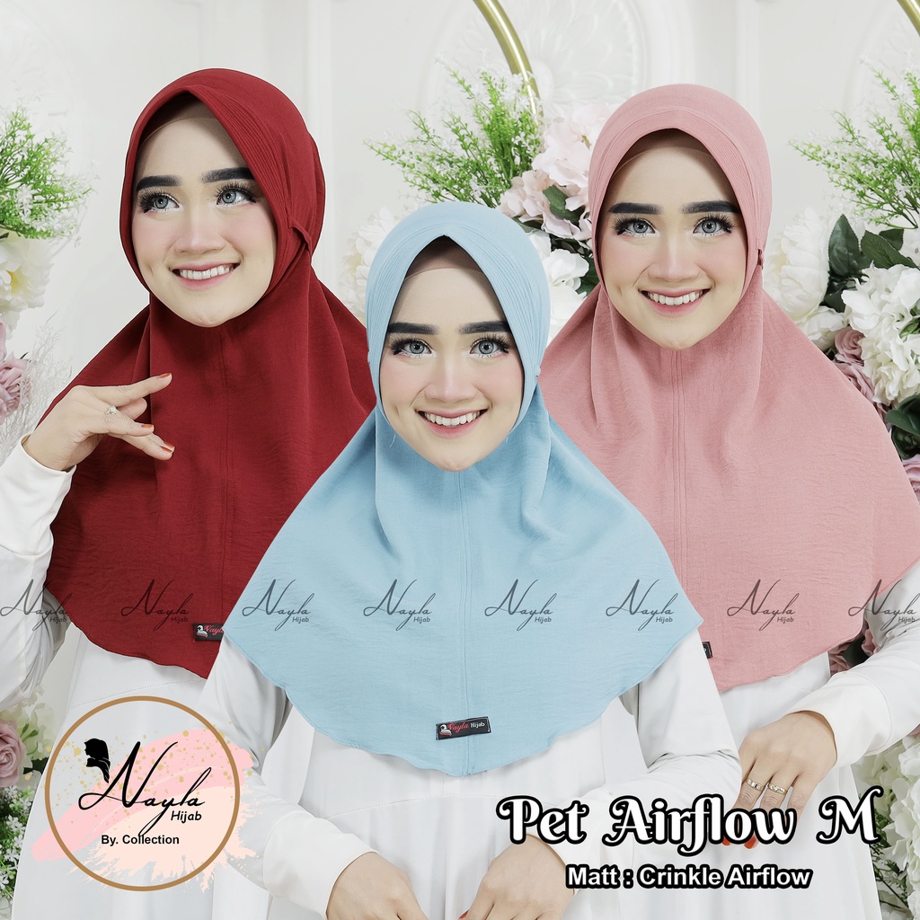 BERGO MARYAM PET AIRFLOW TALI SIZE M HIJAB INSTAN TALI CRINKLE AIRFLOW NAYLA HIJA'B