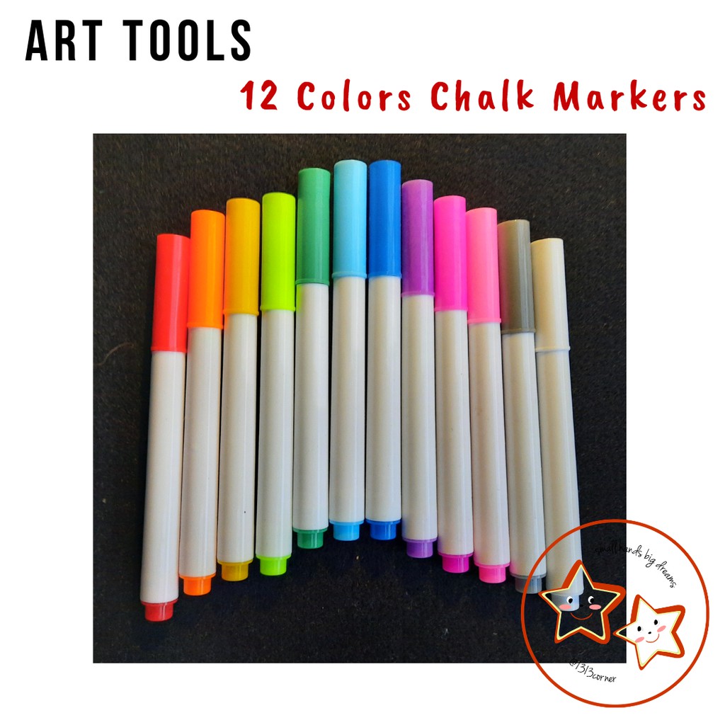 

12 colors Chalk Marker Pen / Kapur Spidol Cair 12 Warna Papan Tulis