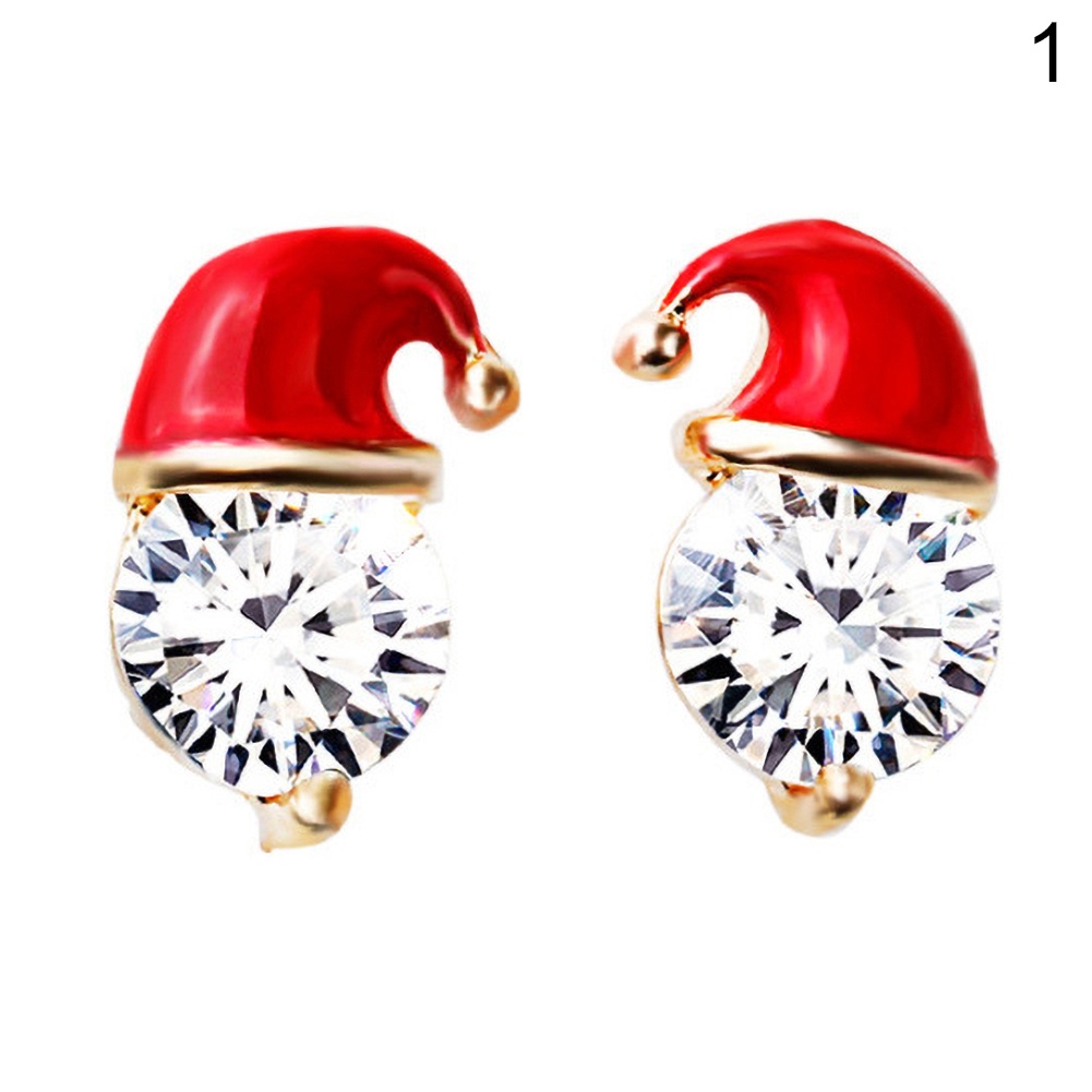 Hu Hu Hu Hu Hu Alat Bantu Pasang Kacamata♡ Anting Tusuk Gantung Desain Topi Natal Kreatif Untuk Wanita