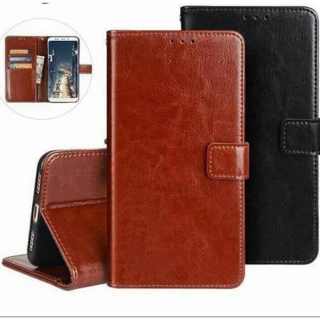 VIVO Y11 Y12 Y12i Y15 Y17 Y19 Y91 Y93 Y91c Y95 CASE FLIP BOOK COVER CASING BUKU KULIT WALLET KANCING SOFTCASE HITAM SILIKON STANDING STAND CASE COVER