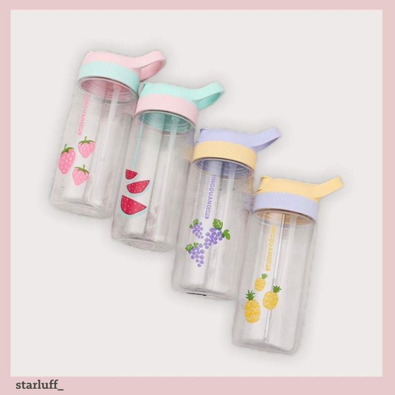 Botol Air Minum 600ml Bahan Plastik Transparan-Botol minum transparan-botol minim lucu-botol minum k