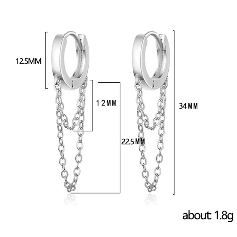 Anting Hoops Rantai Bahan Metal Warna Silver / Gold Serbaguna Untuk Wanita