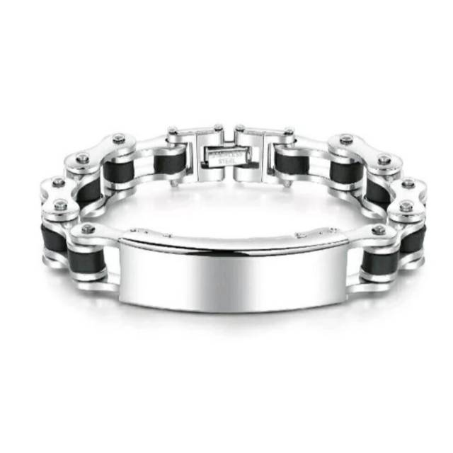 Gelang Pria Titanium Biker Rantai Anak Motor Model Plat