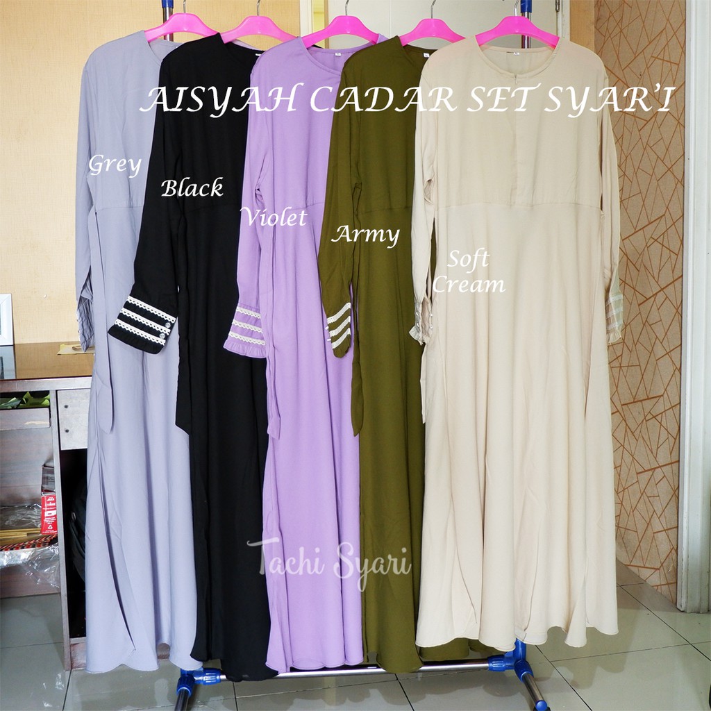 Wolfis AISYAH RENDA BAJU SET GAMIS SYARI KHIMAR Soft Ped Wolfis CADAR Wolfis (Syari Set Khimar)