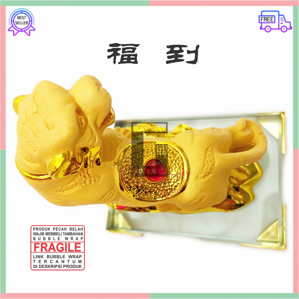 Patung Pajangan Hiasan Imlek 12 Shio Macan Tiger Harimau Emas Gold Resin Hoki Rejeki Fengshui Lucky