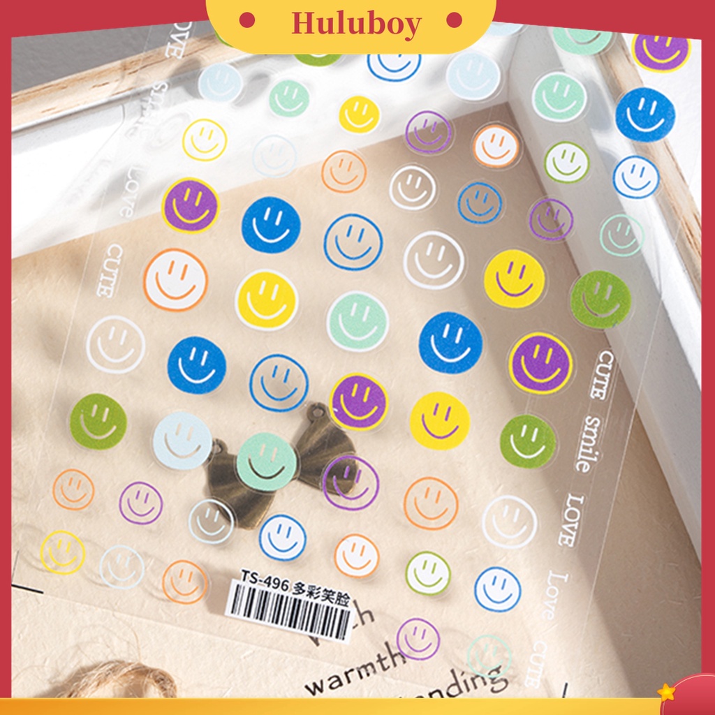 Huluboy Huluboy♡ Stiker Kuku Ultra Tipis Motif Smile / Bintang / Hati / Pelangi Untuk Manicure Wanita