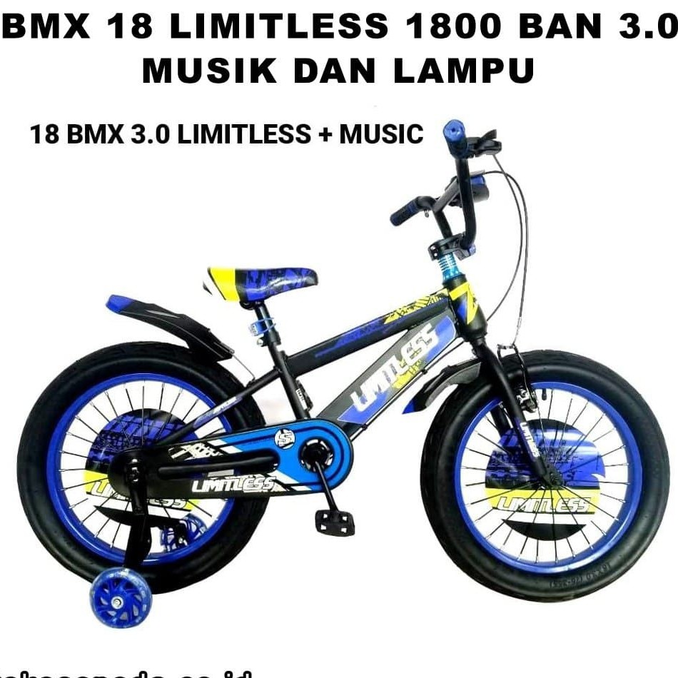 Sepeda BMX 18" LIMITLESS 1800 BAN 3.0 ADA LAMPU+KLAKSON