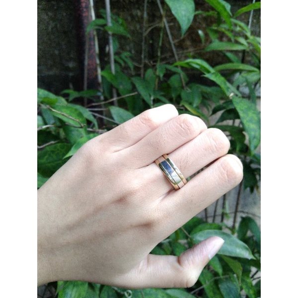 Cincin Putar Kombinasi Emas Perak (SKR016)