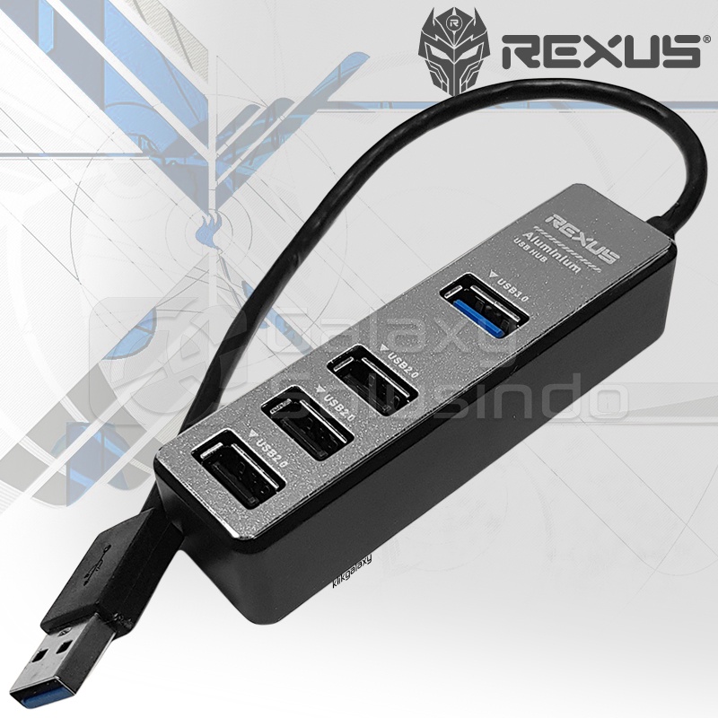 REXUS RXH-329 4 Port 1x 3.0/3x 2.0 Alumunium USB HUB