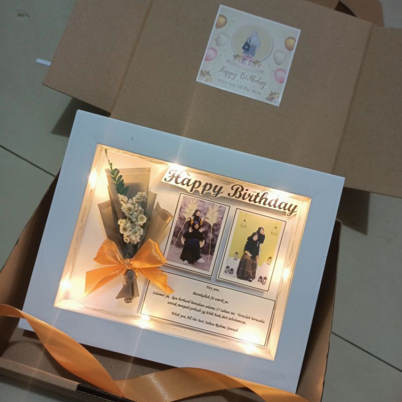 Flower In Frame 6R 3D Foto / Gift Wedding Wisuda Birthday / Kado Bingkai Foto Custom / Hadiah Graduation / Ulangtahun / Hari Guru