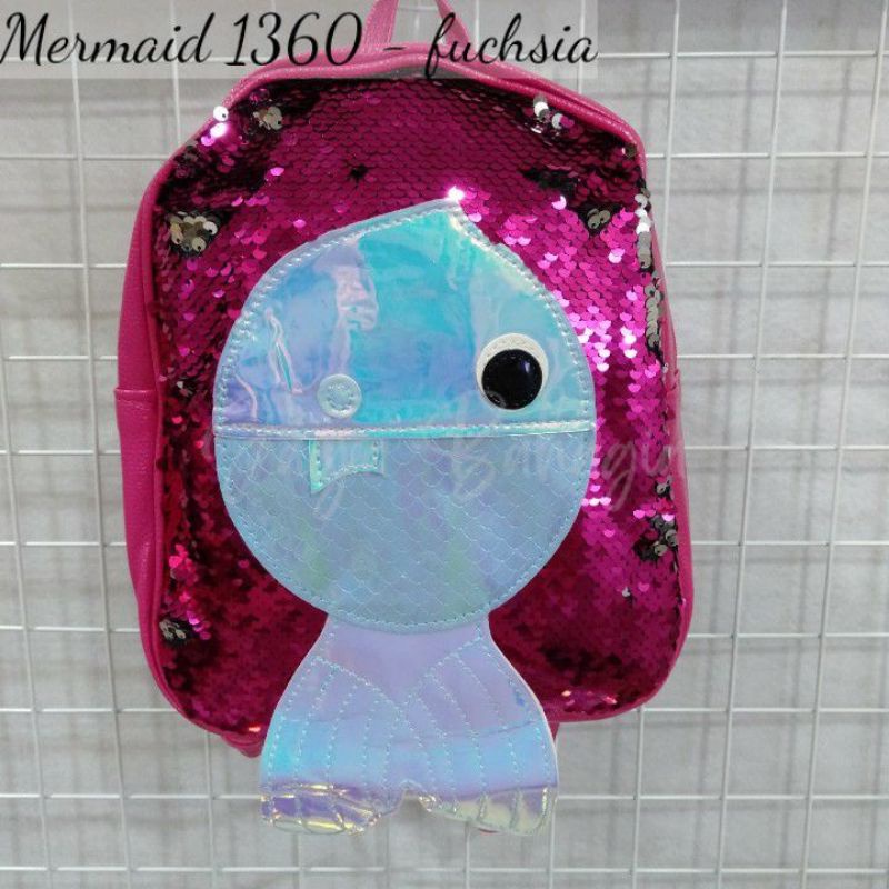 Ransel Mermaid Sequin Usap Ikan Tas Sekolah Import Kecil Anak Perempuan TK