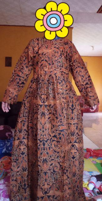Long Dress Batik Gamis Batika Nadine Manggar Kobis Kupu Padi Ulir Manis Gendis Sekar