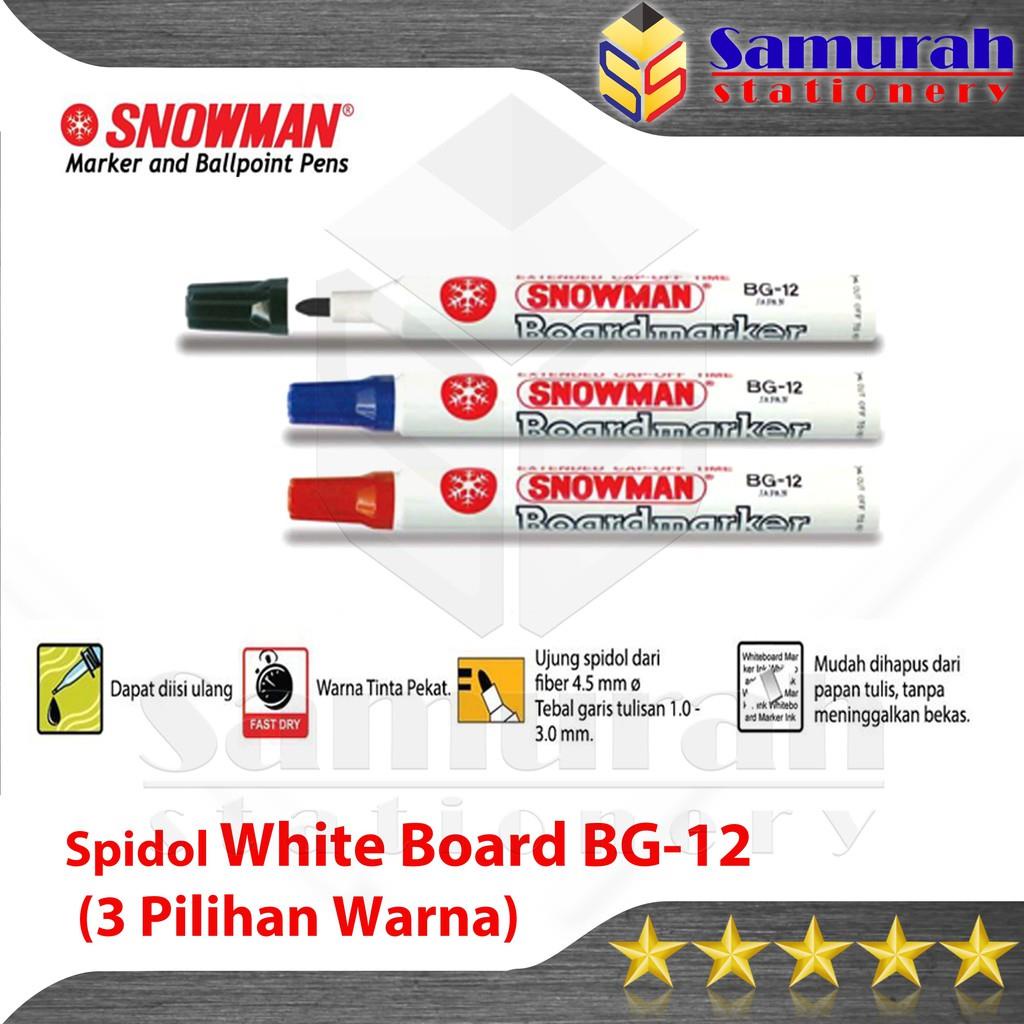 

Spidol White Board Snowman BG-12 Pcs / BG12 Papan Whiteboard Besar Hitam