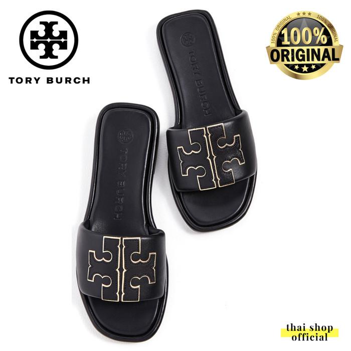 (100% ORIGINAL) TORY BURCH Sandal Double T Sport Slide Perfect Black