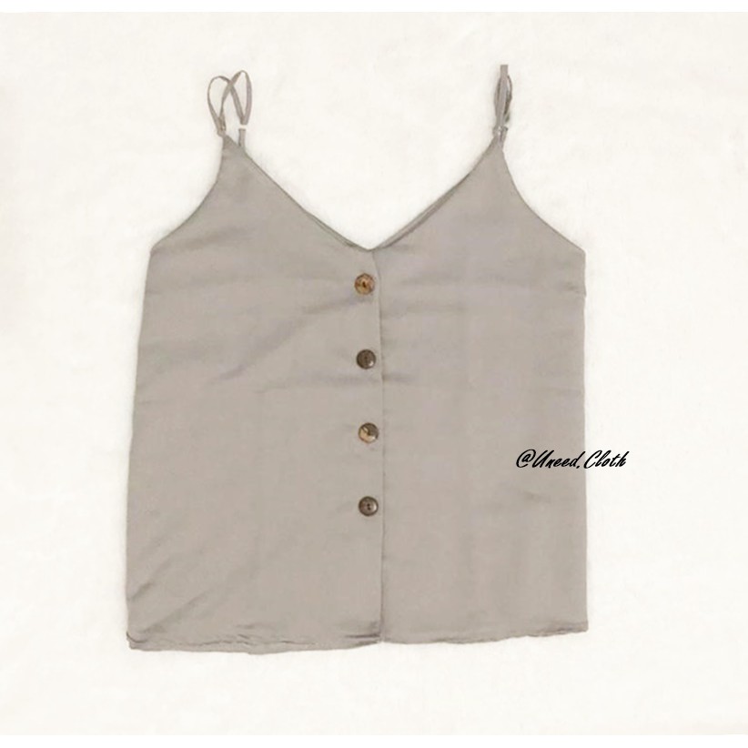 Uneed Cloth / TANKTOP WANITA POLOS / TENGTOP / TANKTOP JUMBO / TANGTOP / TANK TOP KANCING / LYLA XXL-Grey