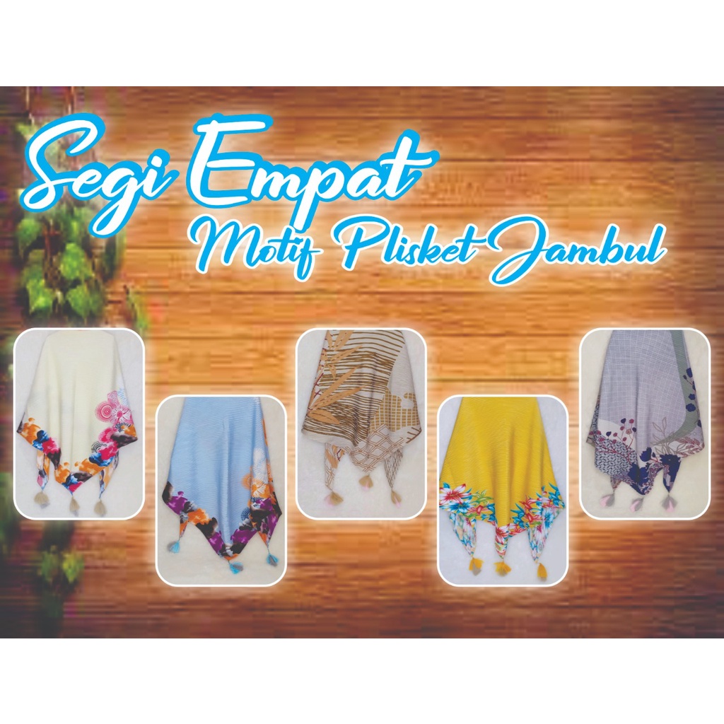 Jilbab Segi Empat Plisket Jambul / Jilbab Plisket Motif Jambul / Hijab Plisket Jambul / Jilbab Segi 