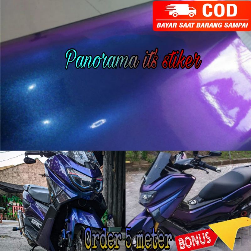 sticker skotlet motor bunglon metalic doff/skotlet motor warna bunglon biru ungu metalic /scotlight