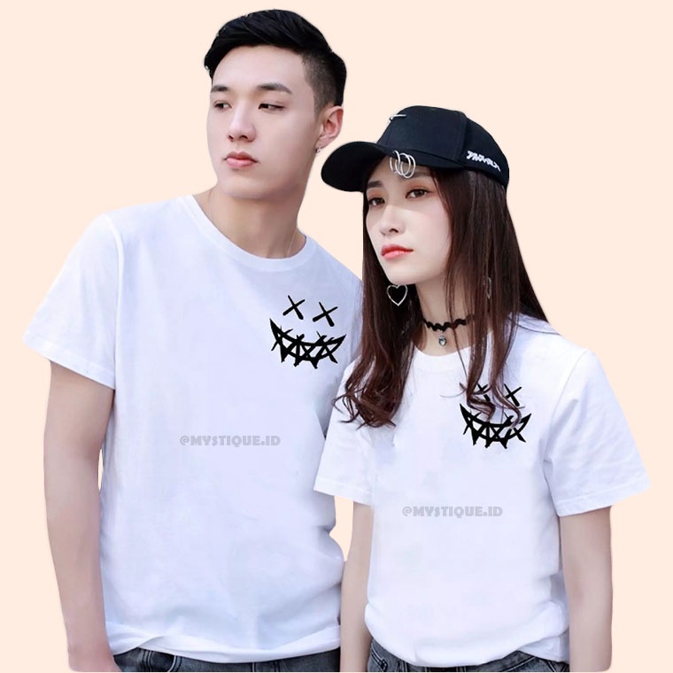 Kaos Couple Smile Scary Lucu Tshirt Pasangan