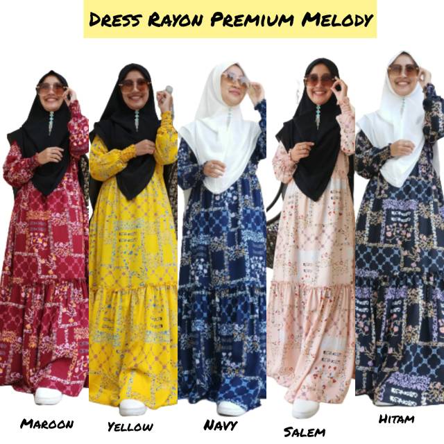 Dress Rayon Gamis Rayon Dress Rayon Premium Melody Dress Rayon Melodi