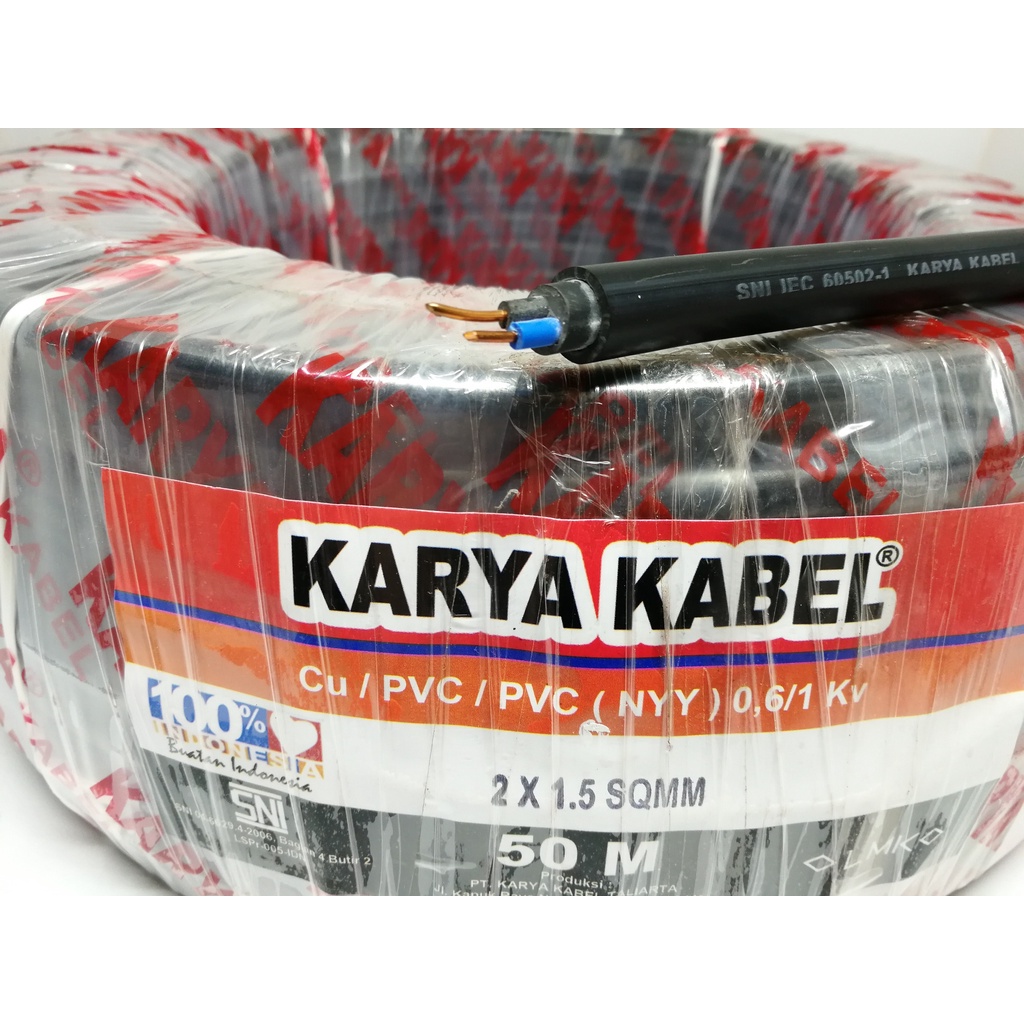 Kabel Listrik Kawat KARYA NYY 2x1,5 2x1.5 50meter (50m)