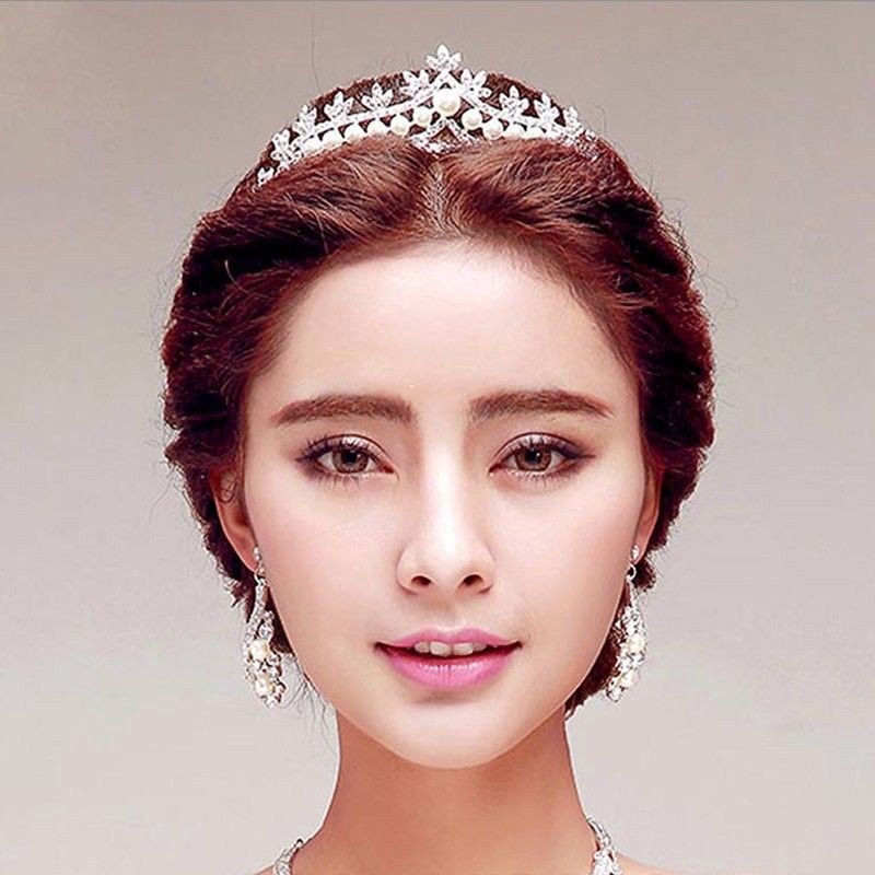 Aksesoris Rambut Wanita: Mahkota Tiara Dengan Bahan Kristal Berlian Buatan Dan Mutiara BARU