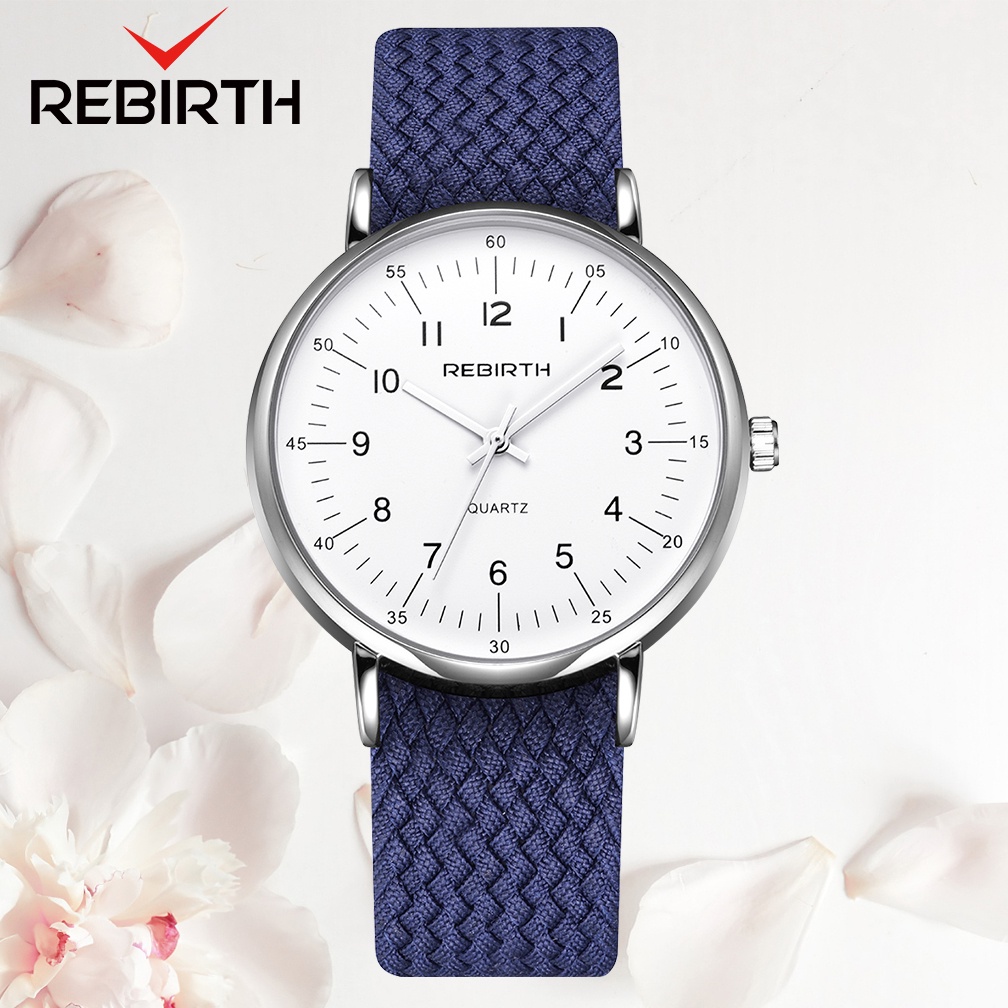 REBIRTH Jam Tangan Wanita Mode Roman Desain Tali Nilon Kasual Olahraga Tahan Air Jam Tangan Cewek