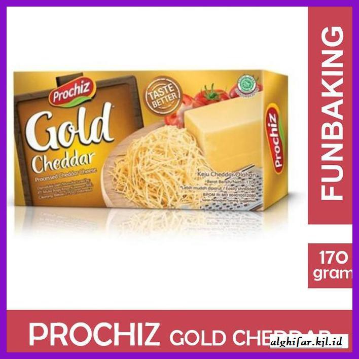 

Ujekujek- Funbaking - Prochiz Gold Cheddar 170Gr Keju / Chesse Murah Meriah -Original.