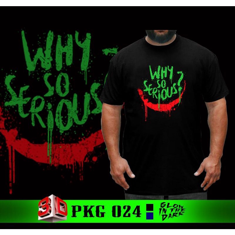 Baju Kaos Pria Superhero "JOKER2" (Glow in the Dark) Size M - 3XL