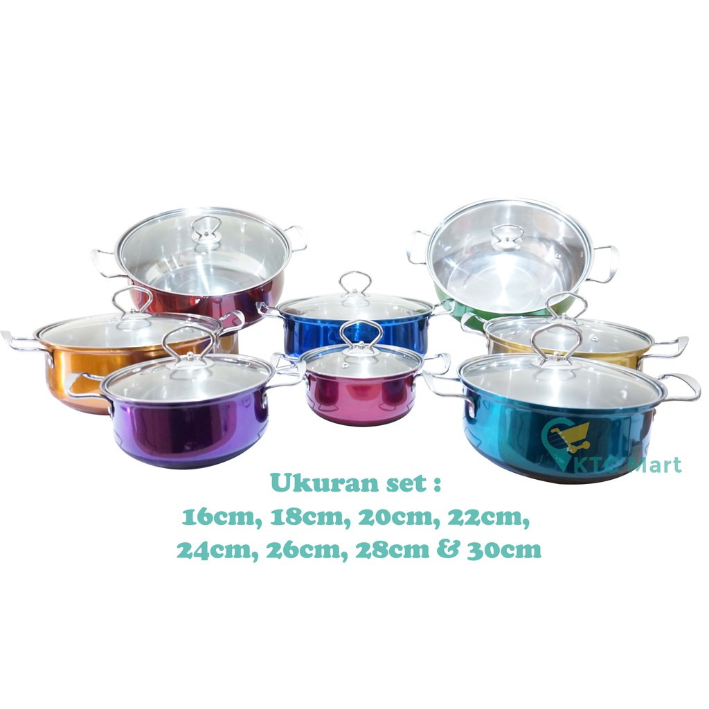 (OBRAL) KTCmart - TAJIMAWA Panci Masak Set 8 - Stainless Steel Platinum