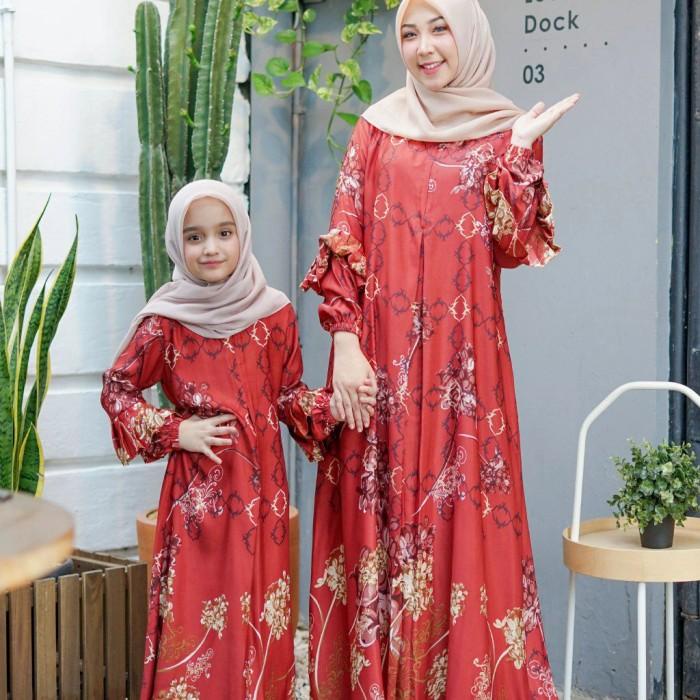 gamis couple ibu dan anak Hasanah maxi motif/fashion muslim terbaru