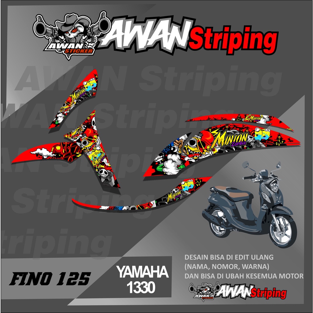 1330 (cod) sticker striping yamaha fino 125 variasi minions zombie sticker striping yamaha fino 125