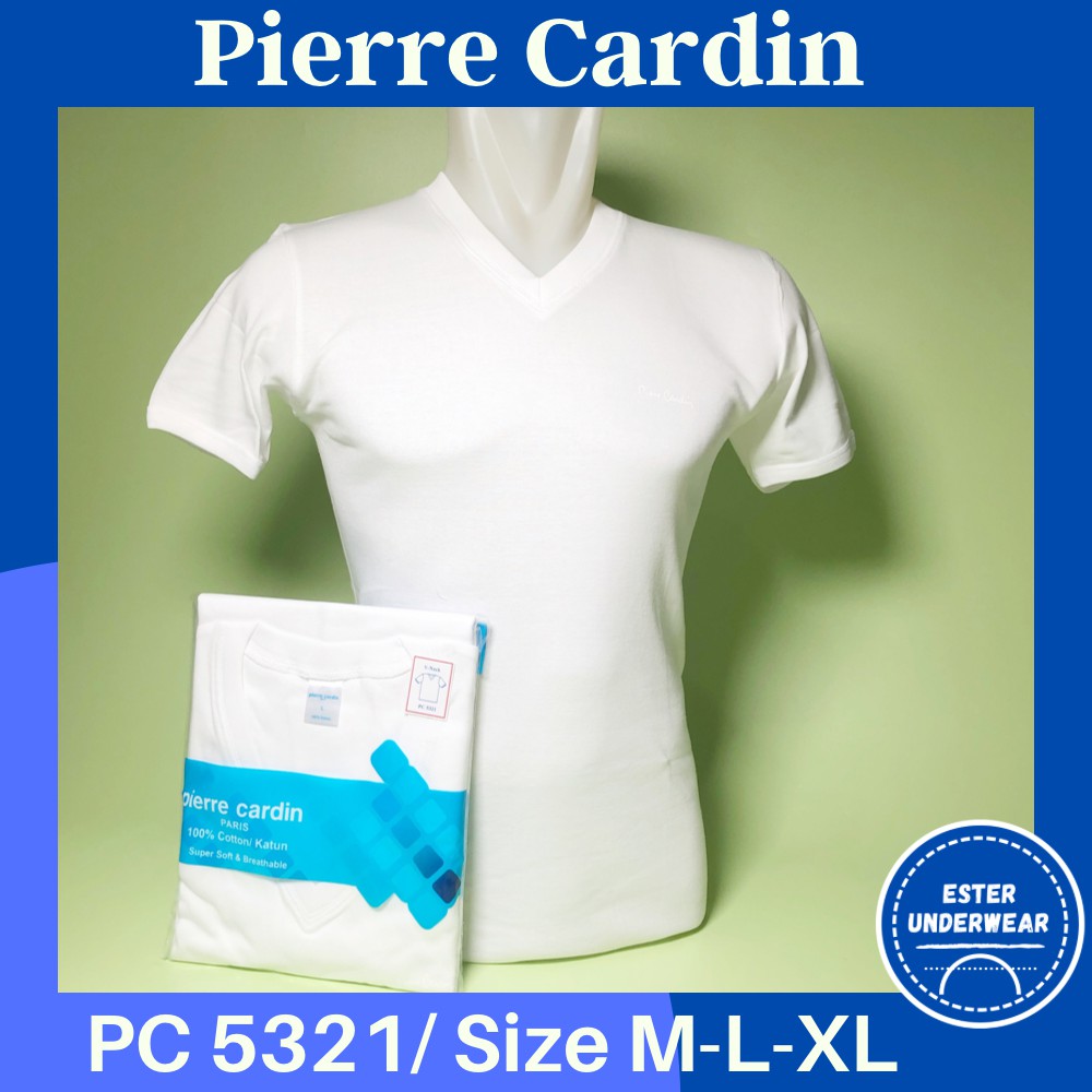 Kaos Oblong Pierre Cardin 5321 V-NECK PUTIH ISI 1 PCS